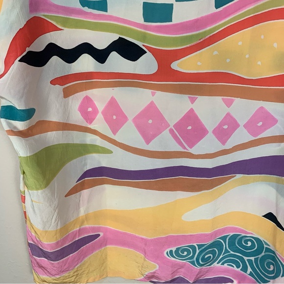 VTG Shanghai Art Waves Garment 100% Silk Printed Blouse - Picture 9 of 10